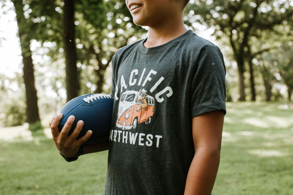 Kids Bear Bus T-Shirt Charcoal