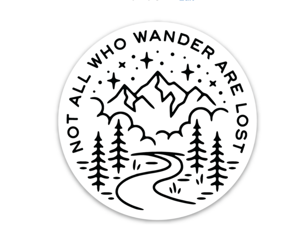 Not All Who Wander Sticker Black