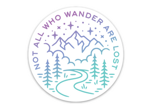 Not All Who Wander Sticker Purple