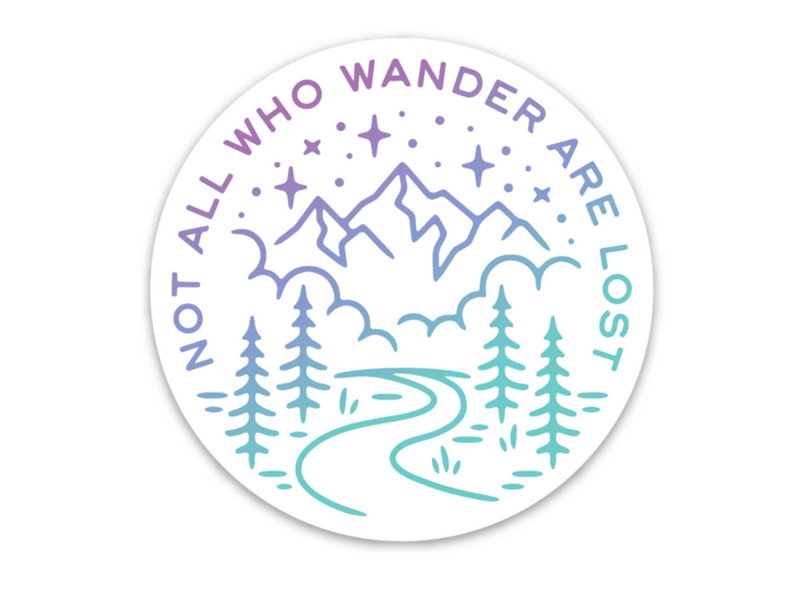 Not All Who Wander Sticker Purple