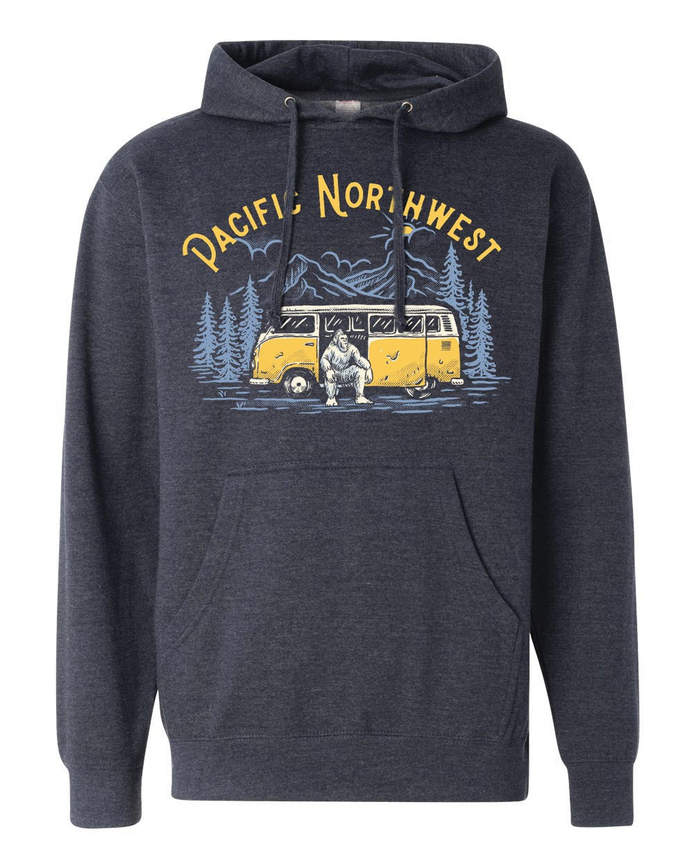 Mens Hoodies Pacific Northwest Hoodie Sasquatch Bus Hoodie Navy